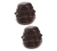 BESPORTBLE 2pcs Buddha Garden Ornaments Wood Buddha Head Sculpture Unique Home Decor Figurine