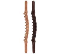 BESPORTBLE 2Pcs Carbonized Wooden Muscle Massager Stick with Double Row 20 Beads Roller, Gua Sha Wood Tool for Full Body Massage, Leg and Back Muscle Relief, Home and Spa Use