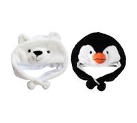 BESPORTBLE 2pcs Cartoon Animal Hat for Boys Girls Cute Penguin Polar Bear Plush Hat for Cosplay Halloween Masquerade Party Role Play Accessories