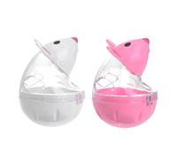 BESPORTBLE 2pcs Cat Feeder Interactive Toy Automatic Snack Dispenser Mouse Design White and Red for Cats and Kittens