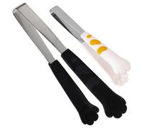 BESPORTBLE 2pcs Cat Paw Food Cooking Tongs Stainless Steel Multi-Function Grill Tongs for Outdoor Barbecue Salad Serving Black Medium White Small