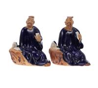 BESPORTBLE 2pcs Ceramic Aquarium Ornaments Water-absorbent Succulent Potted Decor for Fish Tank Plant Decoration Micro Landscaping Small Adornments