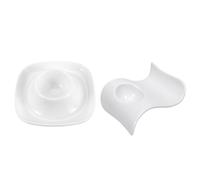 BESPORTBLE 2pcs Ceramic Egg Cups Wave Pattern and Square Egg Holders Household Breakfast Holders Suitable for Table Use