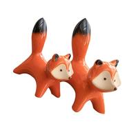 BESPORTBLE 2pcs Ceramic Fox Figurines Red Desktop Ornament Easy to Clean Geometric Shape Modern Simplicity Decoration for Living Room Or Room