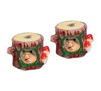 BESPORTBLE 2pcs Ceramic Hamster Hideout Tree Stump Design Cooling Nest for Hamsters and Gerbils Natural Look Breathable for Use Comfortable and Cute Hideaway for Animals