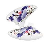 BESPORTBLE 2pcs Ceramic Ocarina Alto Hole Musical Instrument for Beginners with Traditional Blue Red Floral Design Durable Portable Flute for Adults Travel Classroom Practice