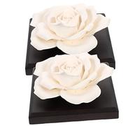 BESPORTBLE 2pcs Ceramic Rose Shaped Air Perfume Diffuser for Bedroom and Living Room, Decorative Fragrance Diffuser with Unique Design and Wood Base, for Home Scenting and Relaxation