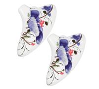 BESPORTBLE 2pcs Ceramic Six Hole Ocarina Alto C with Long Mouth Design for Comfortable Play Blue and Red Floral Pattern Traditional Chinese Style Travel Ocarina for Beginner Practice and