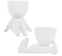 BESPORTBLE 2pcs Ceramic Succulent Plant Pot with Human Figure Shape, Small White Decorative Flower Planter for Desktop, Multifunctional Design and Easy to Clean, for Home or Office Garden