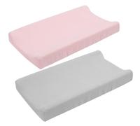 BESPORTBLE 2pcs Changing Table Pad Covers Elastic Reusable Cotton Muslin Diaper Changing Pad Sheets for Nursery Light Pink Grey