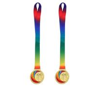 BESPORTBLE 2pcs Children Gold Medal: Zinc Alloy Sports Day Track Running Achievement Awards - Marathon Competition Outdoor Event Metal Prizes With Neck Lanyards