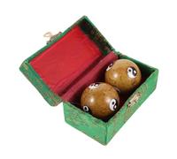 BESPORTBLE 2pcs Chinese Baoding Hand Massage Balls for Hand Exercise and Stress Relief, Enamel Metal Material with Golden Colour, Easy Portability and Tabletop Decoration, for Home
