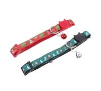 BESPORTBLE 2Pcs Christmas Cat Collars with Quick Release Breakaway, Green Christmas Tree and Red Bell Pet Collars for Cats and Puppies, Festive Holiday Costume Accessories