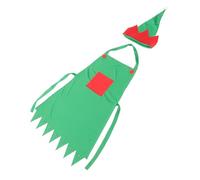 BESPORTBLE 2pcs Christmas Elf Costume Set Green Apron Hat for Holiday Fun Family Xmas Party Supplies Complete Decoration Accessories for Home and Office Celebrations