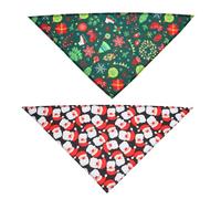 BESPORTBLE 2Pcs Christmas Pet Bandana Scarf Set for Dogs, Triangular Dog Bib Towel with Dark Green and Black Santa Print, Christmas Party Pet Neck Saliva Towel Accessories