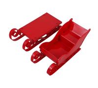 BESPORTBLE 2pcs Christmas Sleigh Ornament with Red Skiing Board Miniature Santa Sled Decoration for Tabletop Shelf Festive Holiday Party Centerpiece and Photo Prop