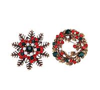 BESPORTBLE 2pcs Christmas Snowflake Brooch Pin Retro Rhinestone Brooches for Women Clothing Accessories Festive Winter Decoration Gift