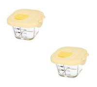 BESPORTBLE 2pcs Clear Glass Food Bowl with Lid Heat Resistant Steamed Egg and Soup Serving Bowl Multi Purpose Food Container for Rice Appetizers and Weaning in Light Yellow