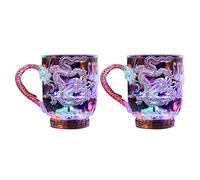 BESPORTBLE 2Pcs Color Changing LED Cups 285ml Liquid Activated Flashing Wine Glass Water Induction Light Up Cups Dragon Pattern Glowing Drinking Glasses for Bar Party Home Decoration
