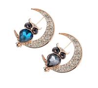 BESPORTBLE 2pcs Colorful Owl Shaped Alloy Brooch Pin for Women Blue Grey Oil Drop Style Rhinestone Decorated Lightweight Jewellery for Party Banquet Daily Wear