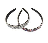 BESPORTBLE 2pcs Colorful Rhinestone Padded Headbands Non-slip Sparkly Hair Accessories for Women Weddings Daily Wear Fashionable Headdresses with Vibrant Bling Design