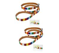 BESPORTBLE 2pcs Colorful Striped Rainbow Lead Leash Dogs Durable Training Leash Comfortable Grip for Daily Walks and Weekend Adventures