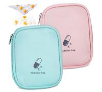 BESPORTBLE 2pcs Compact Medicine Storage Bag Lightweight Outdoor Medication Organizer Pouch Durable Bright Colors for Travel Hiking and Car Use Light Pink Light Green