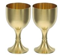 BESPORTBLE 2pcs Copper Alloy Buddhist Goblet Wear-Resistant Decorative Tabletop Cups for Ritual Water Offering Antique Style Metal Chalices for Home and Temple Use