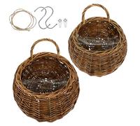 BESPORTBLE 2pcs Creative Rattan Flower Baskets Multi-Function Wall Decor for Indoor Plants Handmade Hanging Flowerpots for Home Patio and Garden Decorations