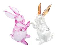 BESPORTBLE 2Pcs Crystal Bunny Figurines Decorative Rabbit Statues Standing Colorful Rabbit Ornaments for Home Tabletop Living Bedroom Zodiac Year Display