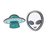BESPORTBLE 2pcs Cute Cartoon Flying Saucer Brooch Pin for Clothing and Purse, Lightweight Alloy Space Enamel Pin with Secure Fastening, Accessory for Space Lovers and Travel Souvenir