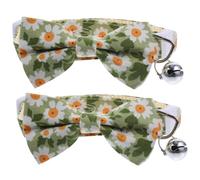 BESPORTBLE 2pcs Cute Cat Collar Bow Tie and Bell Pendant Adjustable Cartoon Design for Cats and Kittens Breathable and Cozy for Daily Wear Parties and Special Occasions