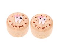 BESPORTBLE 2pcs Deciduous Tooth Box Wood Teeth Keepsake Boys and Girls First Holder Organizer Storage Box for Boy Girl Lost Collection