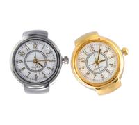 BESPORTBLE 2Pcs Decorative Ring Watch for Finger Stylish Gold Silver Design Modern Chic Accessory for Men Women Eye Catching Fashionable Wrist Jewelry