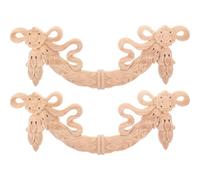 BESPORTBLE 2pcs Decorative Wood Carved Appliques: 32x10cm Flower Pattern Wood Baroque Appliques - Woodcarving Decal Ornaments for Furniture Door Festival Party