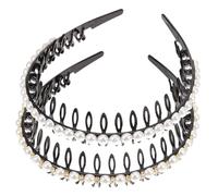 BESPORTBLE 2pcs Delicate Pearl Hair Hoops with Crystal Accents Non Slip Headband for Women and Elegant Hair Accessories for Weddings and Parties Chic Design for Memorable Moments