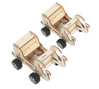 BESPORTBLE 2pcs DIY Stem Wooden Car Kit with Voice Control Interactive Sound Sensor Engineering for Science Experiments and Hands Learning