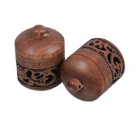 BESPORTBLE 2pcs DIY Wooden Lantern Aroma Beads Container Pendant Hollow Carved Lotus Totem Scent Ball Holder for Home Office Air Purification and Decorative Hanging