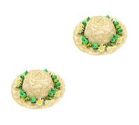 BESPORTBLE 2pcs Dog Hawaii Woven Hat Green Daisy Flower Design Headwear for Birthday Parties Photo Props and Daily Wear