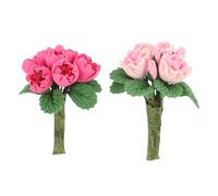 BESPORTBLE 2pcs Dollhouse Miniature Flowers: Resin Mini Artificial Flowers Arrangement Crafts Small Bouquet Decoration for Doll House Accessories