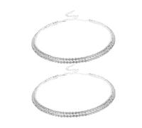 BESPORTBLE 2pcs Double Layer Bling Crystal Choker Necklace for Women Elegant Rhinestone Jewelry for Parties Weddings and Special Occasions Stylish Design for Comfortable Fit
