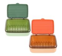 BESPORTBLE 2pcs Double Soap Dish Holder with Lid Self-draining Soap Box for Bathroom and Kitchen From Sogginess in Green and Pink