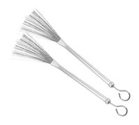 BESPORTBLE 2Pcs Durable Metal Handle Drum Brush Practical Steel Wire Brushes for Snare Drum Jazz Drum and Percussion Instrument Accessories for Beginner Practice