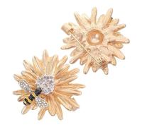BESPORTBLE 2pcs Elegant Daisy and Honey Bee Brooch Pin Rhinestone Floral Lapel Pins for Women Metal Design for Dresses Coats Scarves and Suits Accessories