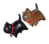 BESPORTBLE 2Pcs Elegant Mini Wooden Cat Figurines Hand-carved Small Cat Sculptures for Home Office Tabletop Decoration Gift for Housewarming Birthday Christmas for Desk Shelf Bonsai Display