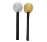 BESPORTBLE 2pcs Fake Microphone Props Glitter Microphone Models Sparkly Bling Plastic Pretend Toys for Disco Stage Halloween Party Boys and Girls