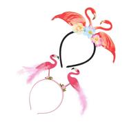 BESPORTBLE 2pcs Flamingo Headbands Lightweight Felt Luau Party Accessories for Women Flexible Tropical Hairbands for Beach Weddings Birthdays and Pool Theme Celebrations