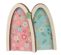 BESPORTBLE 2Pcs Flower Pattern Wooden Fairy Door Decor for Doll Houses Tree Ornaments for Use for Fairy Lovers