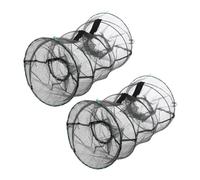BESPORTBLE 2pcs Foldable Nylon Minnow Trap Cage for Shrimp Crab Crawfish and Fish Portable Fishing Net for Outdoor Aquaculture and Recreational Fishing