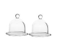BESPORTBLE 2Pcs Glass Cake Stand with Dome Lid Small Clear Dessert Display for Cupcakes Cookies Stable Base Reusable Easy to Clean Elegant Party Centerpiece Home Decor